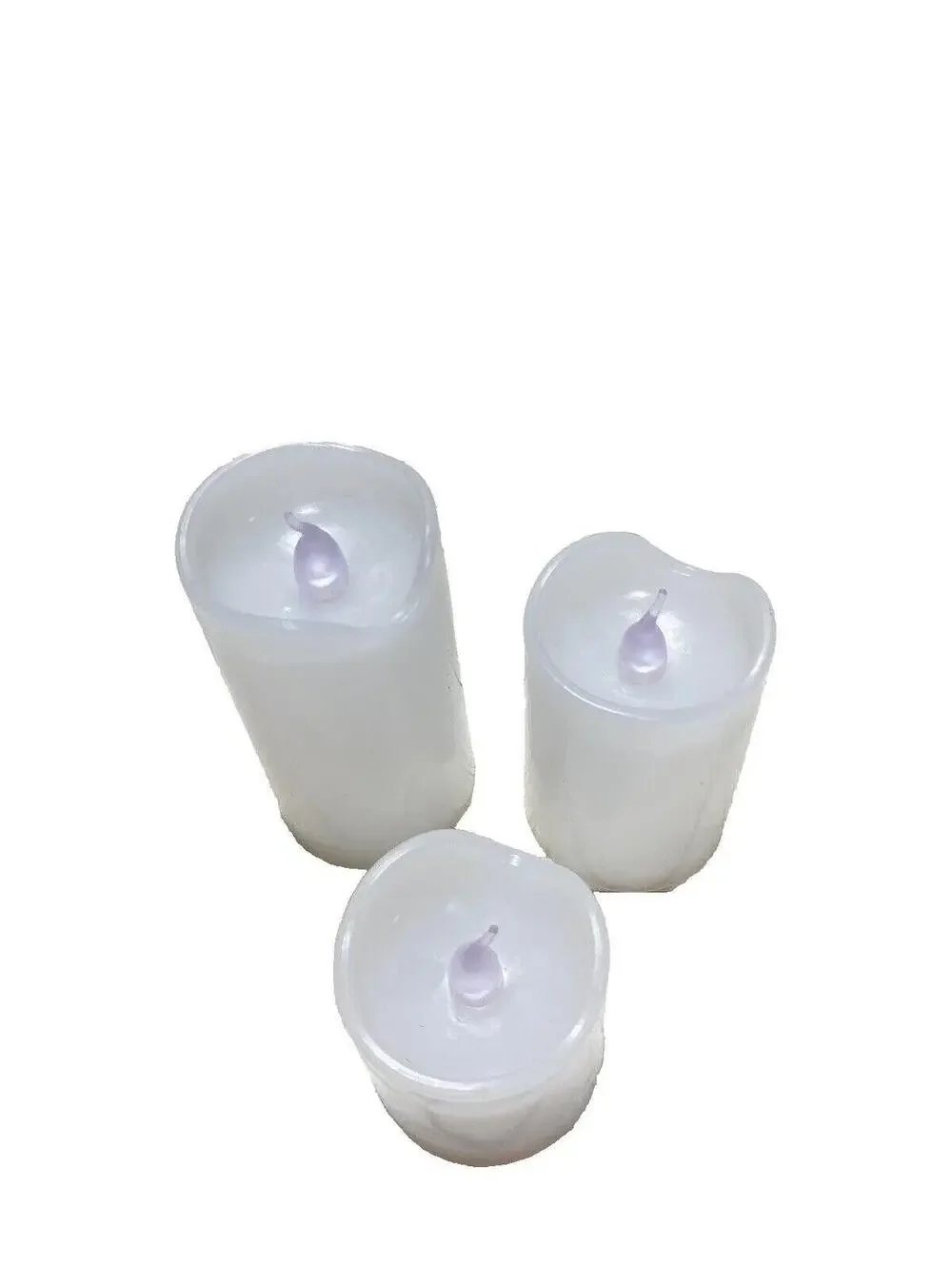 3 Piece White Pillar Style Battery LED Candle Set Flameless Decorative Lights
